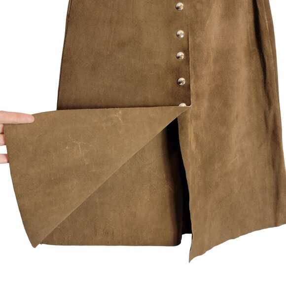 70s Bohemian Suede Midi Skirt Authentic Vintage - Picture 4 of 9